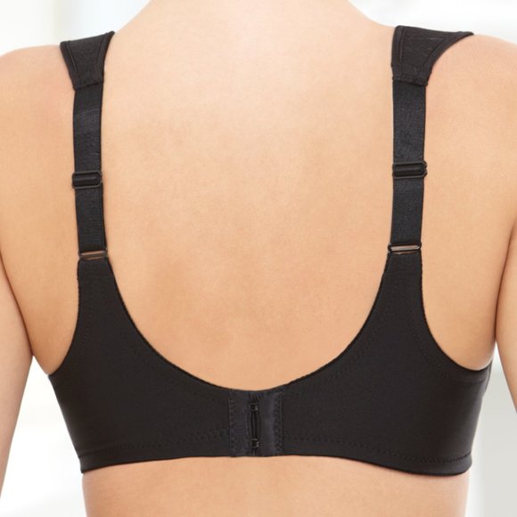 Set of 3! 38D Glamorise NATURAL WIRE Bra (WIDE-STRAPS) STRETCH (DEMI) BLACK NEW - Picture 2 of 9